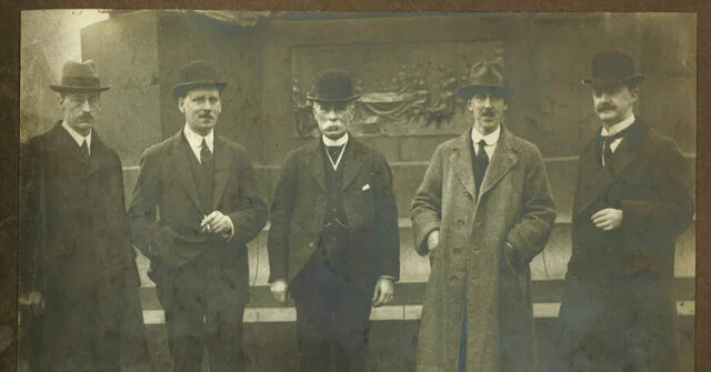 Historic group photograph of early Chartered Institute of Logistics and Transport members