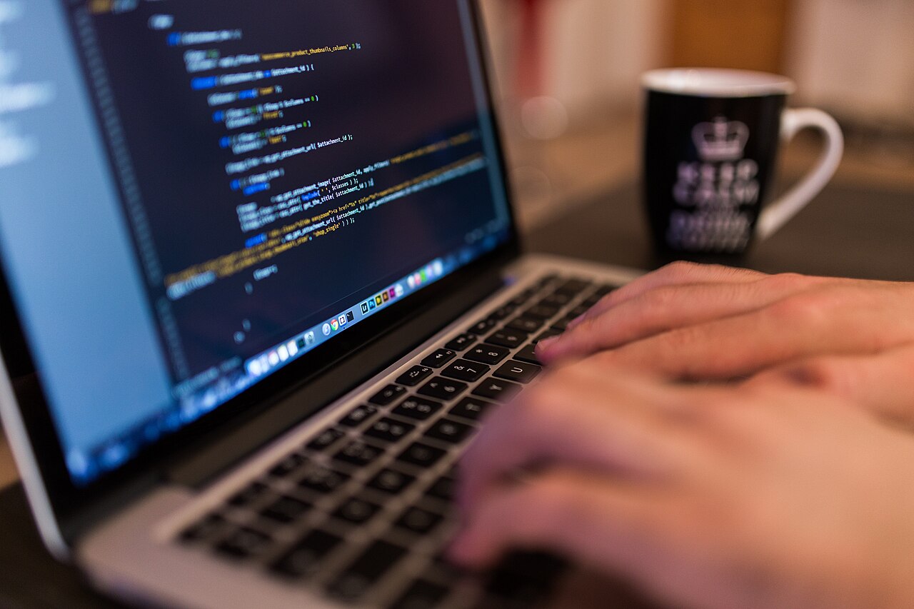 Software developer working at a laptop
