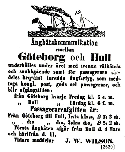 Historic Wilson Line poster advertising the Gothenburg to Hull route